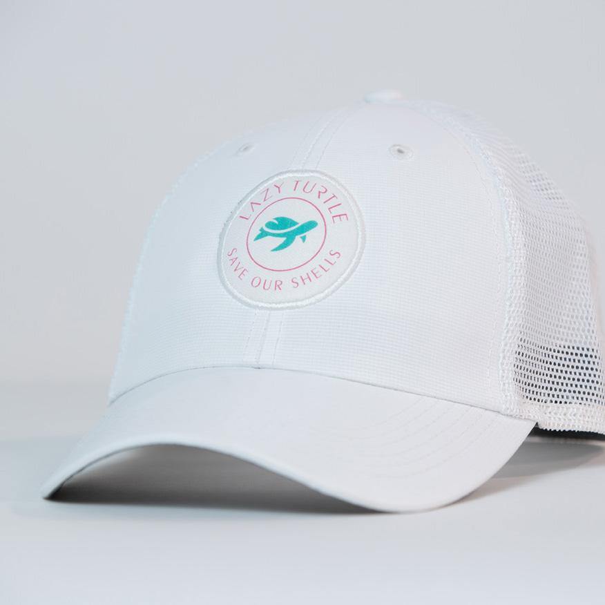 Angled view of Shells Mesh Back Pink