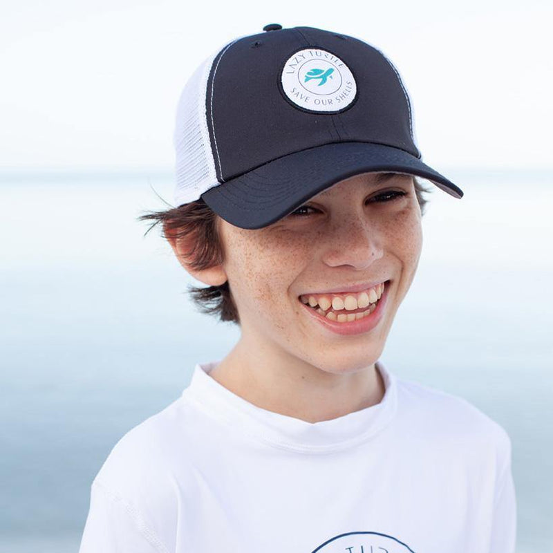 Boy wearing Shells Mesh Back Aqua